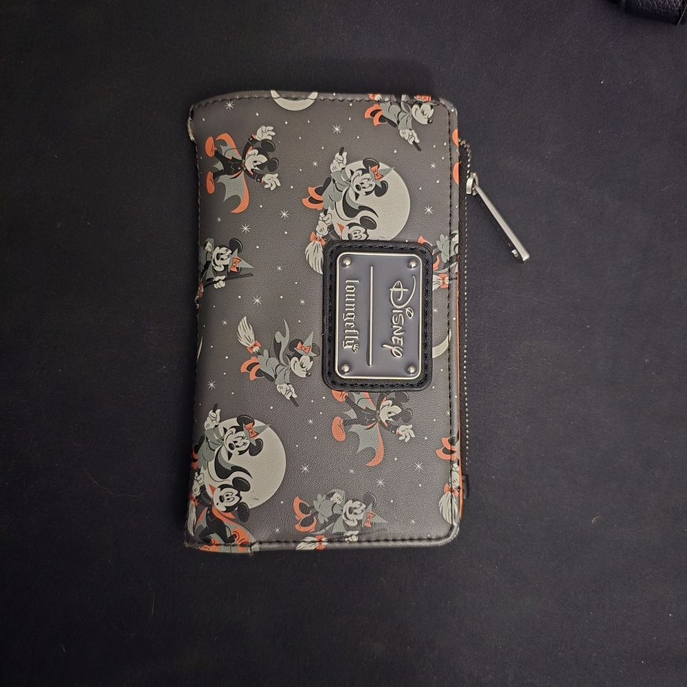 Loungefly Gray and Orange Mickey Mouse Zip Wallet